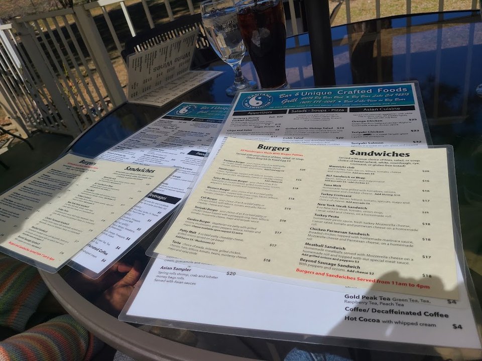Close-up of a restaurant menu sheet.